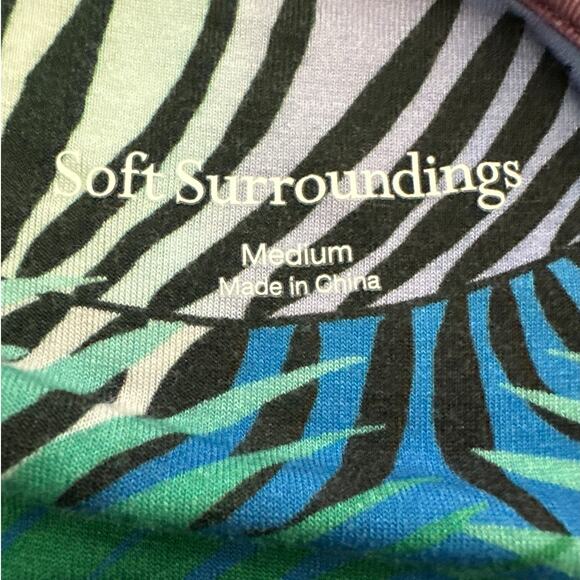 Soft Surroundings Anya Ombre Palms Maxi Dress Jersey Knit Size M Tropical Palms - Picture 11 of 12